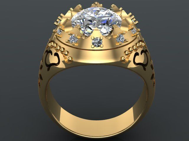 Jeweled harp ring 3D print model_2