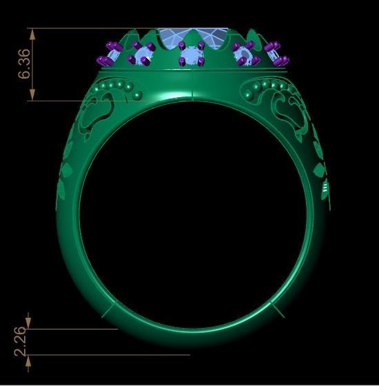 Jeweled harp ring 3D print model_17