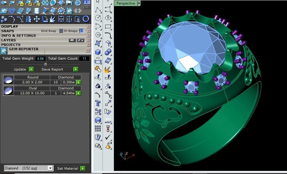 Jeweled harp ring 3D print model_6