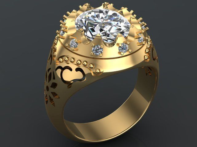 Jeweled harp ring 3D print model_3