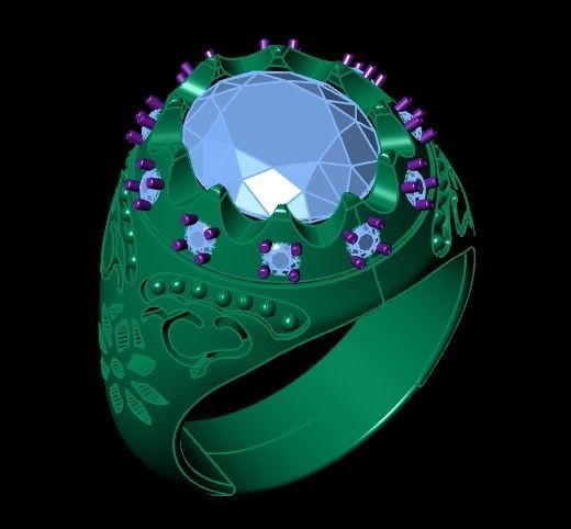 Jeweled harp ring 3D print model_10