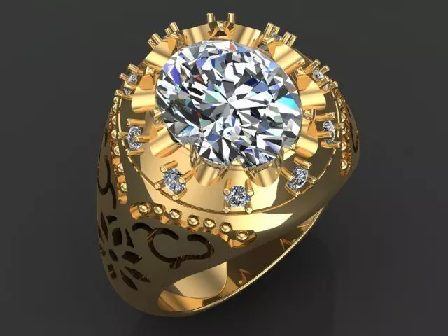 Jeweled harp ring 3D print model_0
