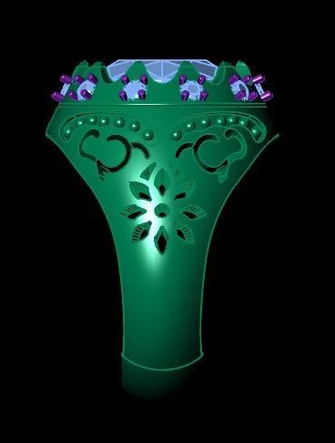 Jeweled harp ring 3D print model_12
