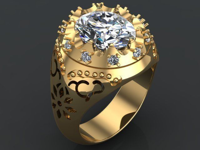 Jeweled harp ring 3D print model_1