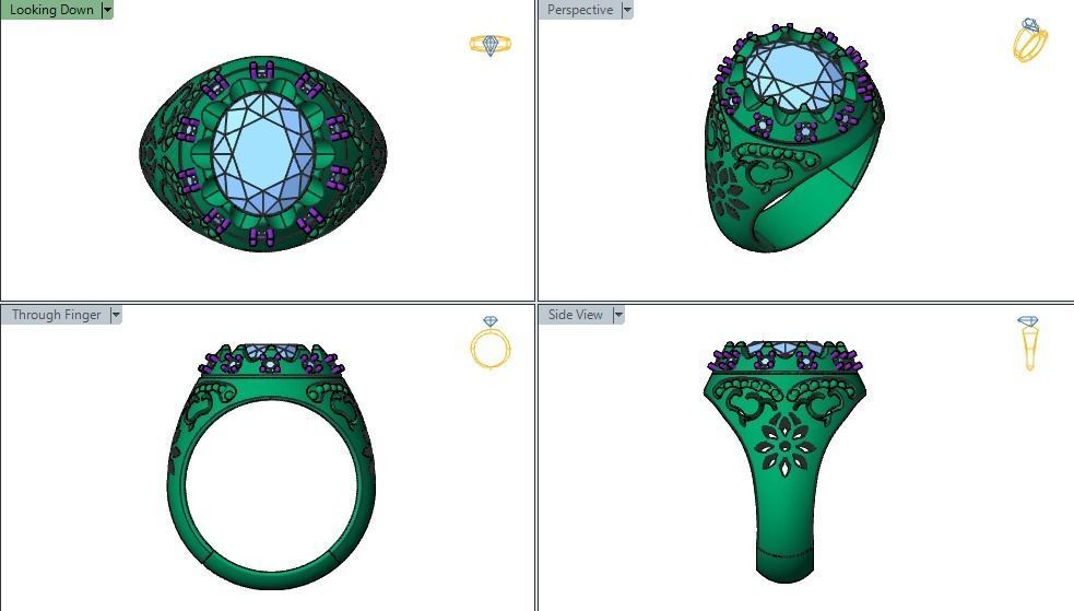 Jeweled harp ring 3D print model_19