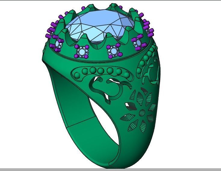 Jeweled harp ring 3D print model_20