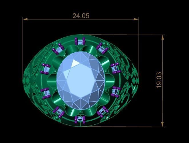 Jeweled harp ring 3D print model_15