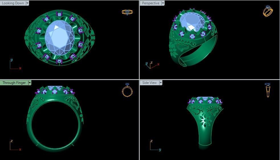 Jeweled harp ring 3D print model_14