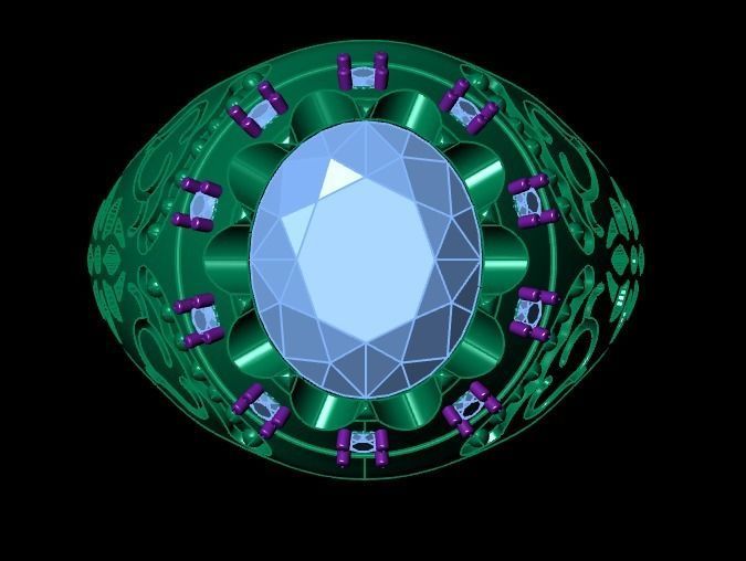 Jeweled harp ring 3D print model_11