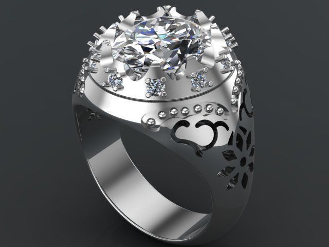 Jeweled harp ring 3D print model_4