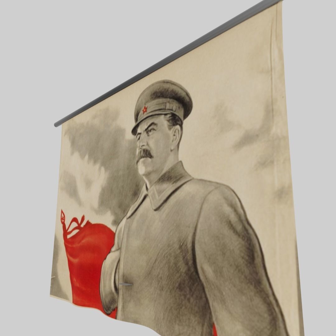 Joseph Stalin banner Low-poly 3D model_4