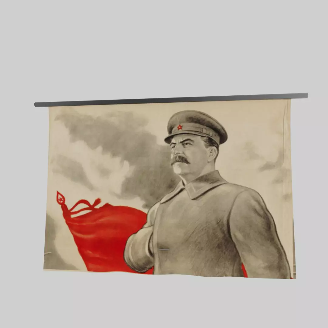 Joseph Stalin banner Low-poly 3D model_0