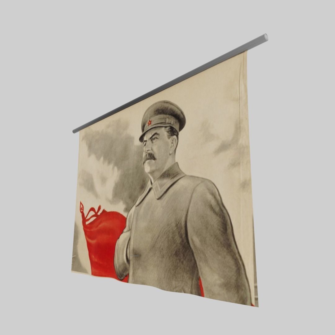 Joseph Stalin banner Low-poly 3D model_3