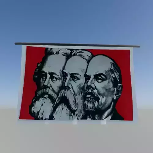 Communism banner  Low-poly 3D model