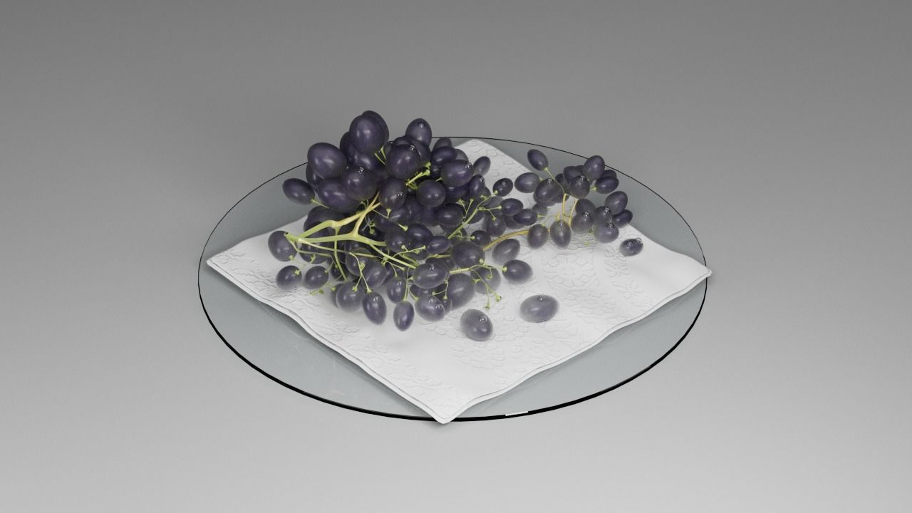 Grapes on a plate 3D model_3