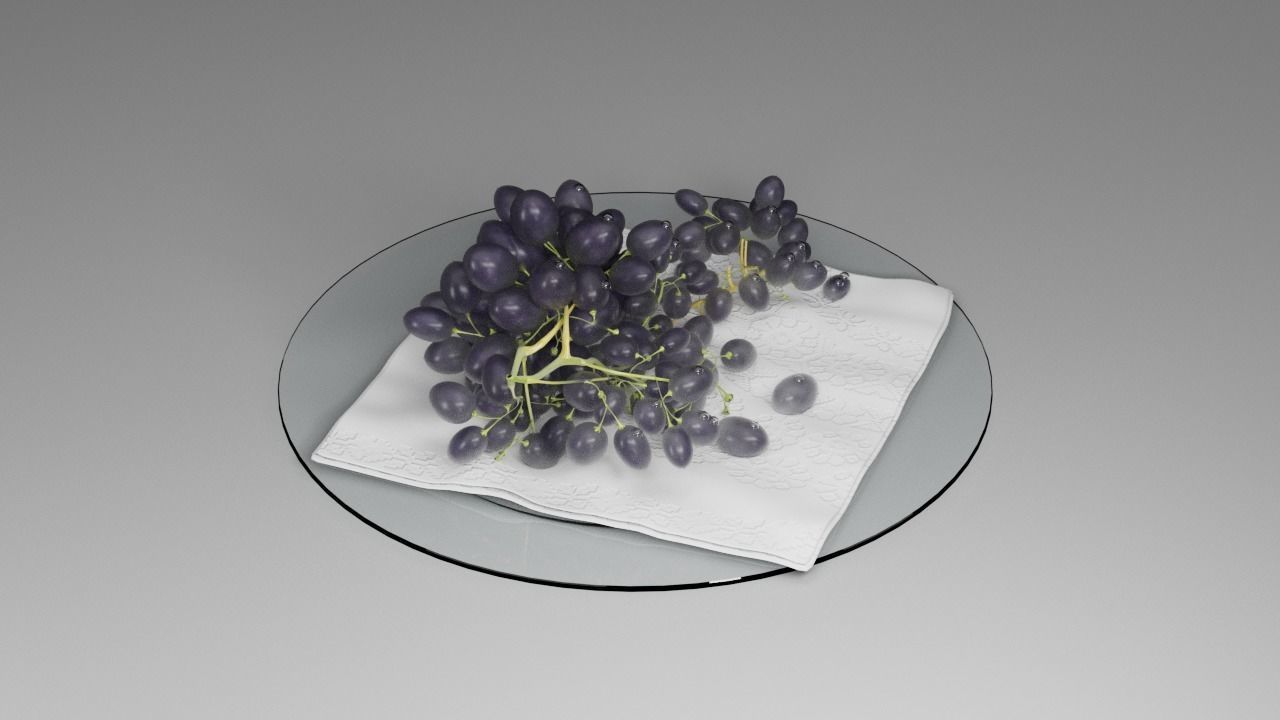Grapes on a plate 3D model_5