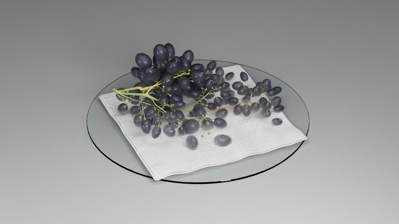 Grapes on a plate 3D model_1