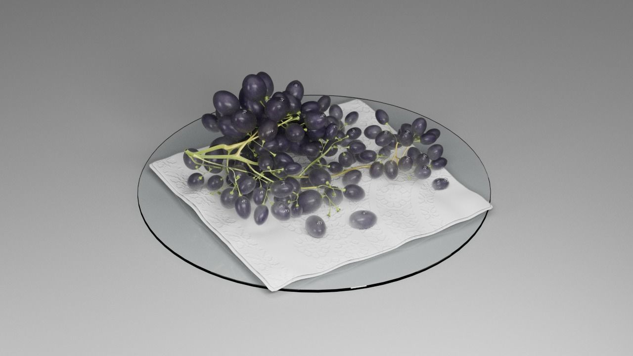 Grapes on a plate 3D model_2