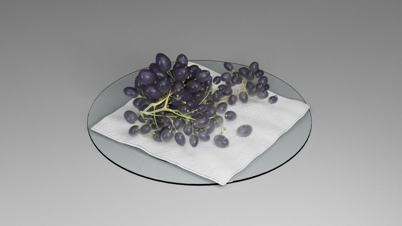 Grapes on a plate 3D model_4