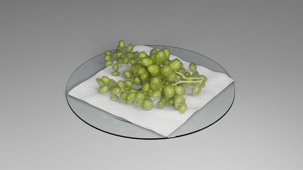 Grapes on a plate 3D model_9