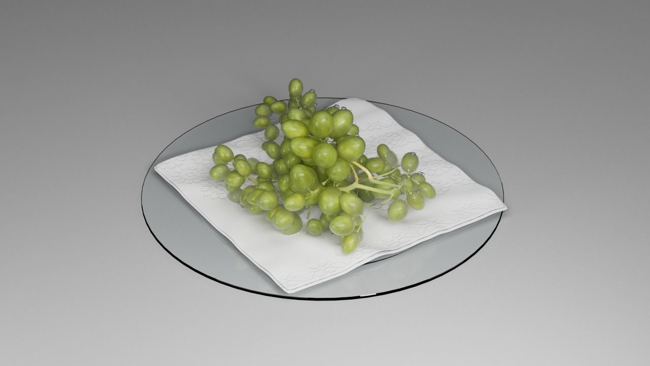 Grapes on a plate 3D model_8