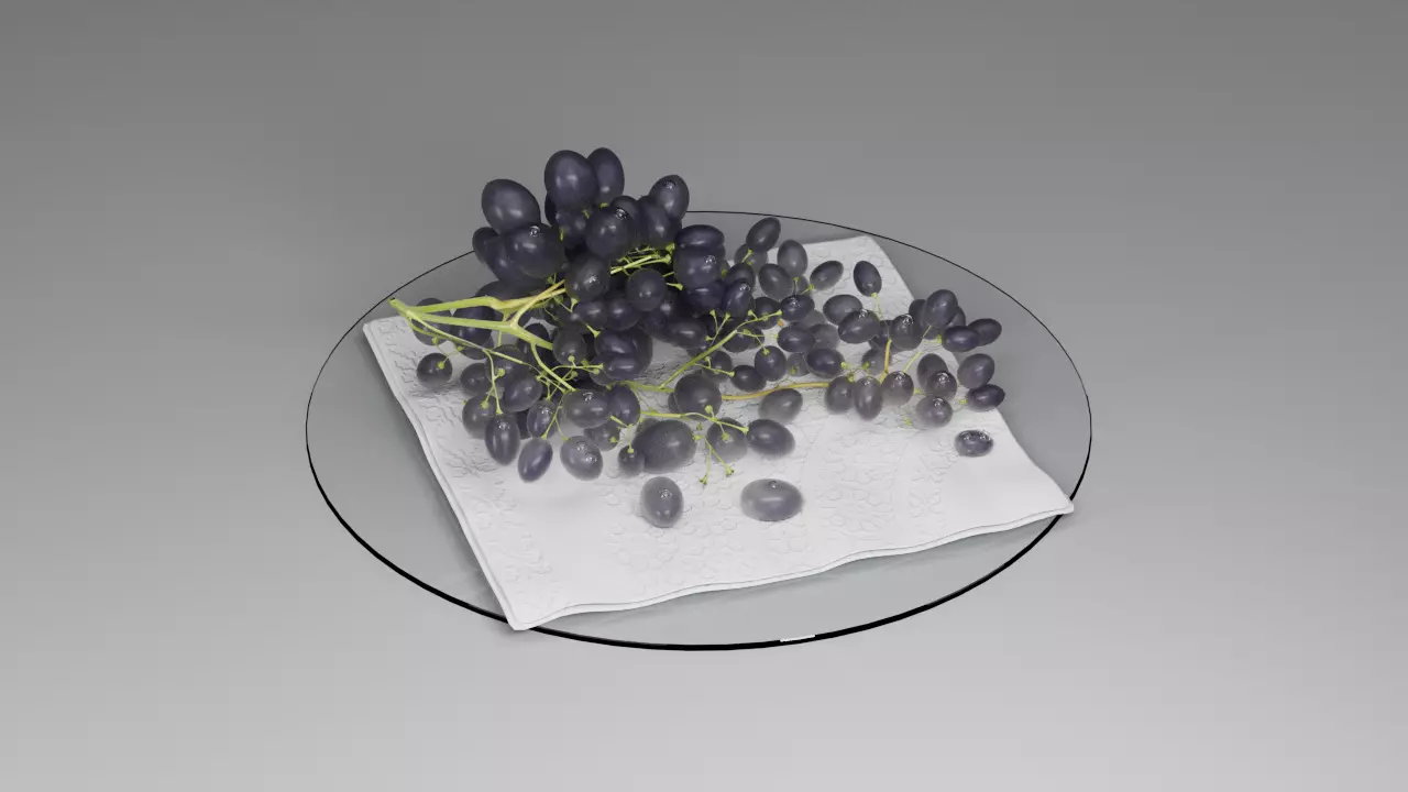 Grapes on a plate 3D model_0