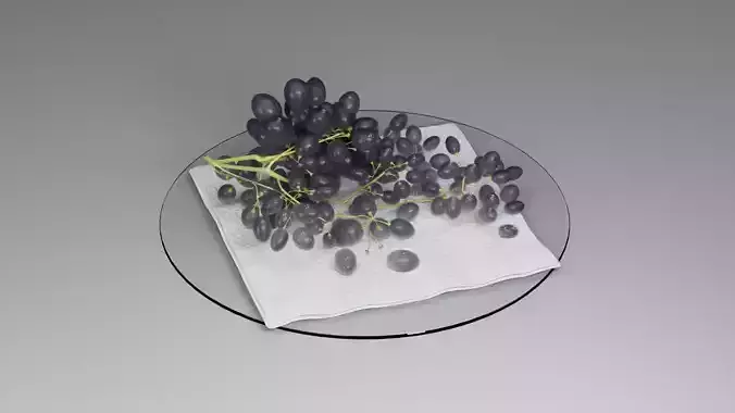 Grapes on a plate 3D model