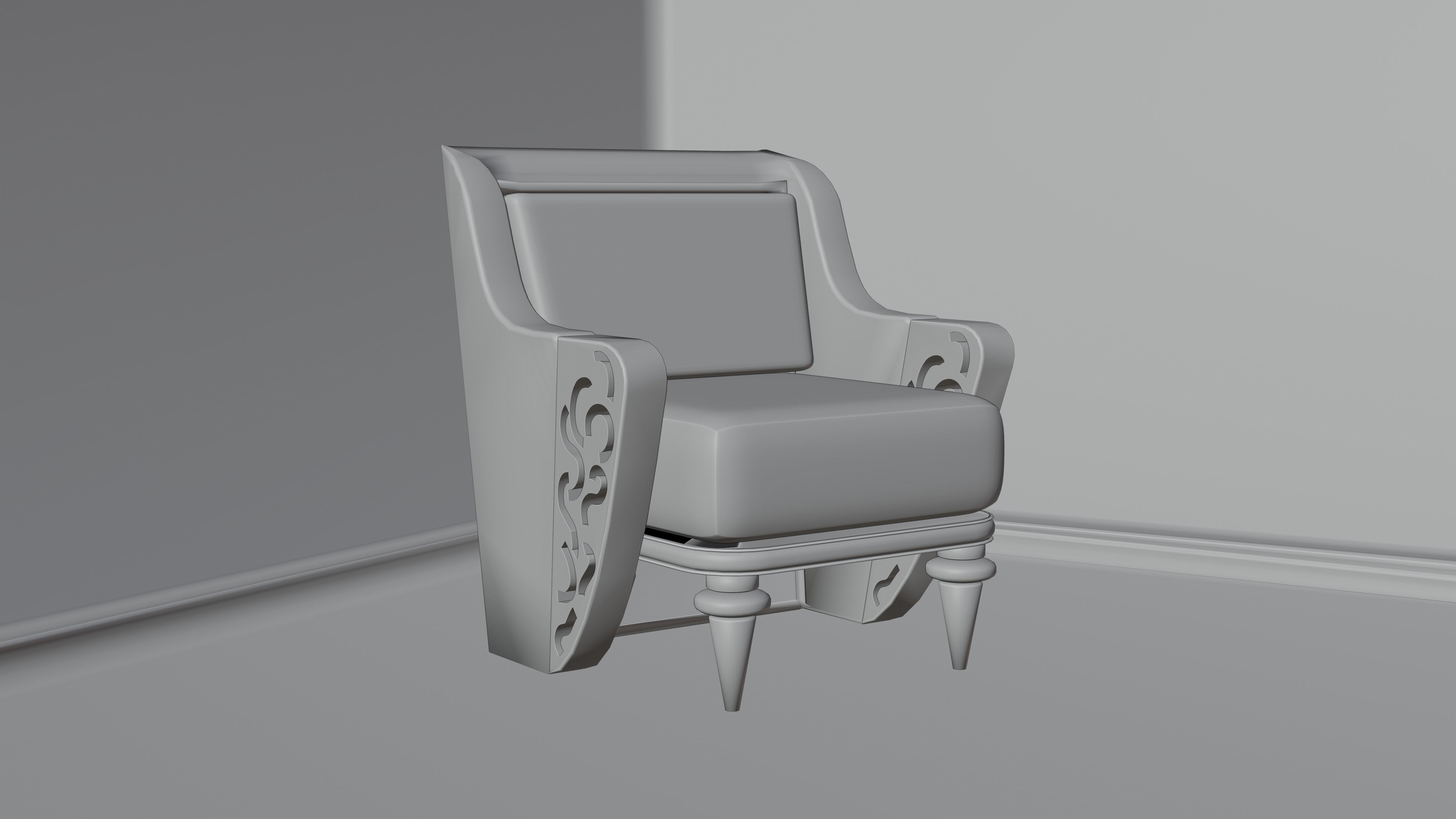 patterned sofa Low-poly 3D model_3