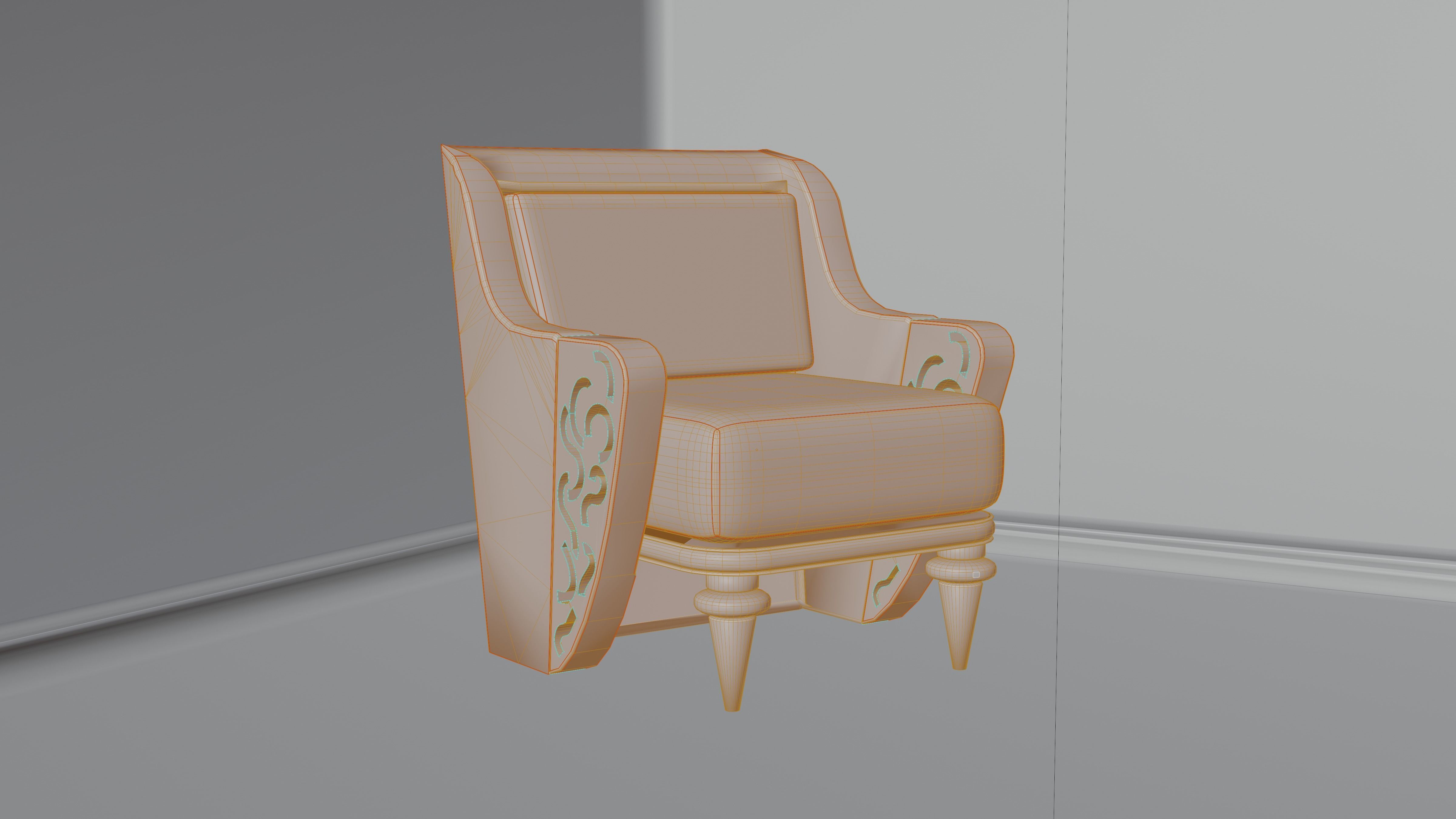 patterned sofa Low-poly 3D model_4