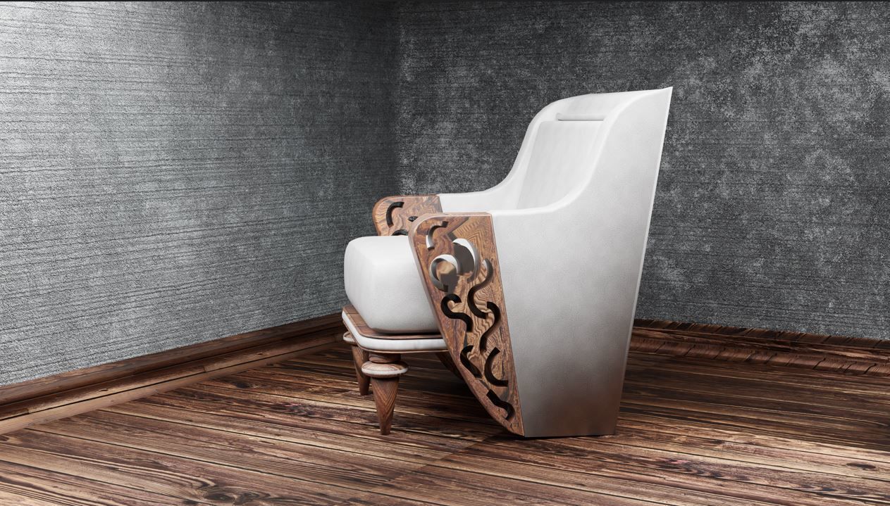 patterned sofa Low-poly 3D model_2