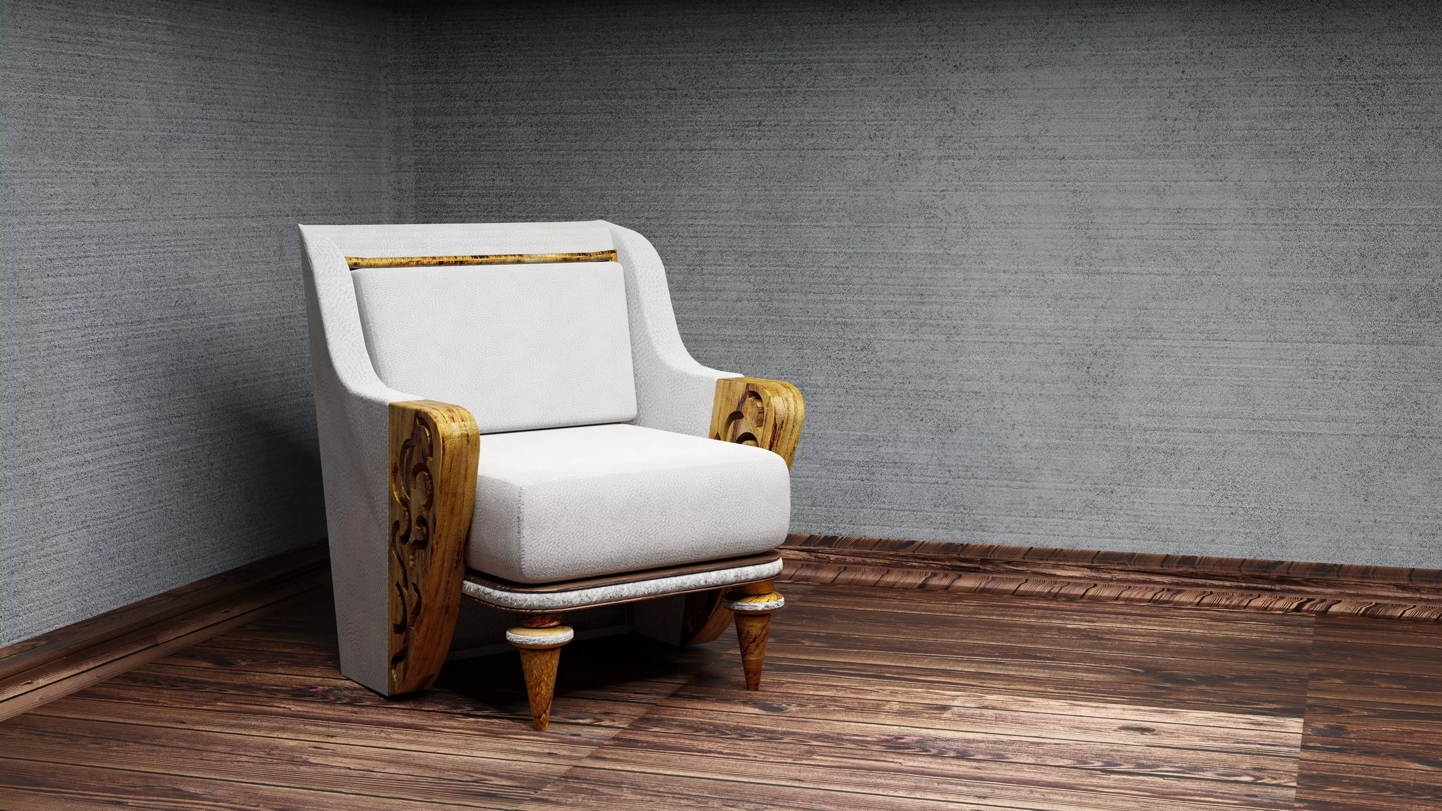 patterned sofa Low-poly 3D model_0