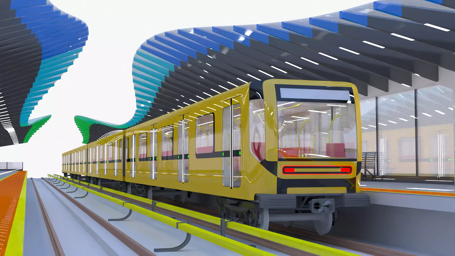 Metro station concept 3D model