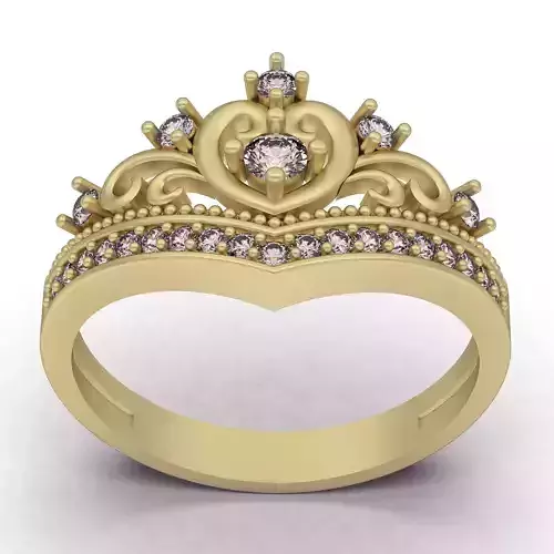 Crown ring silver gold sterling printable jewelry 3D model