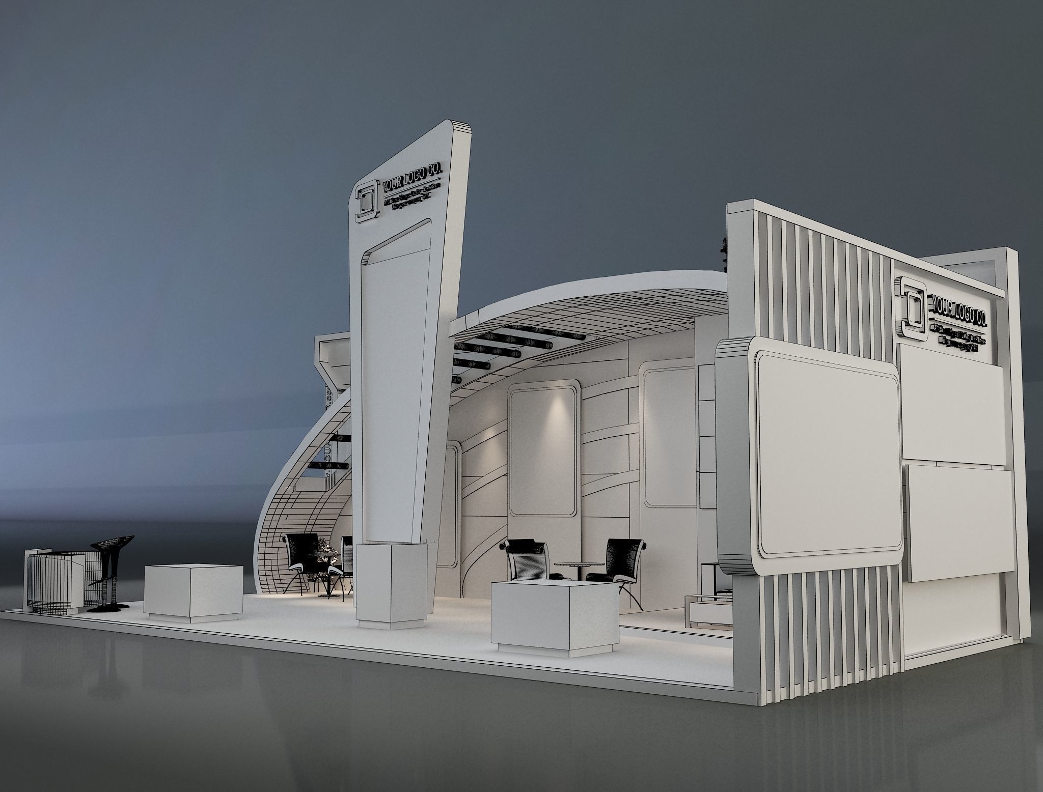 Booth Exhibition Stand a230b 3D model_7