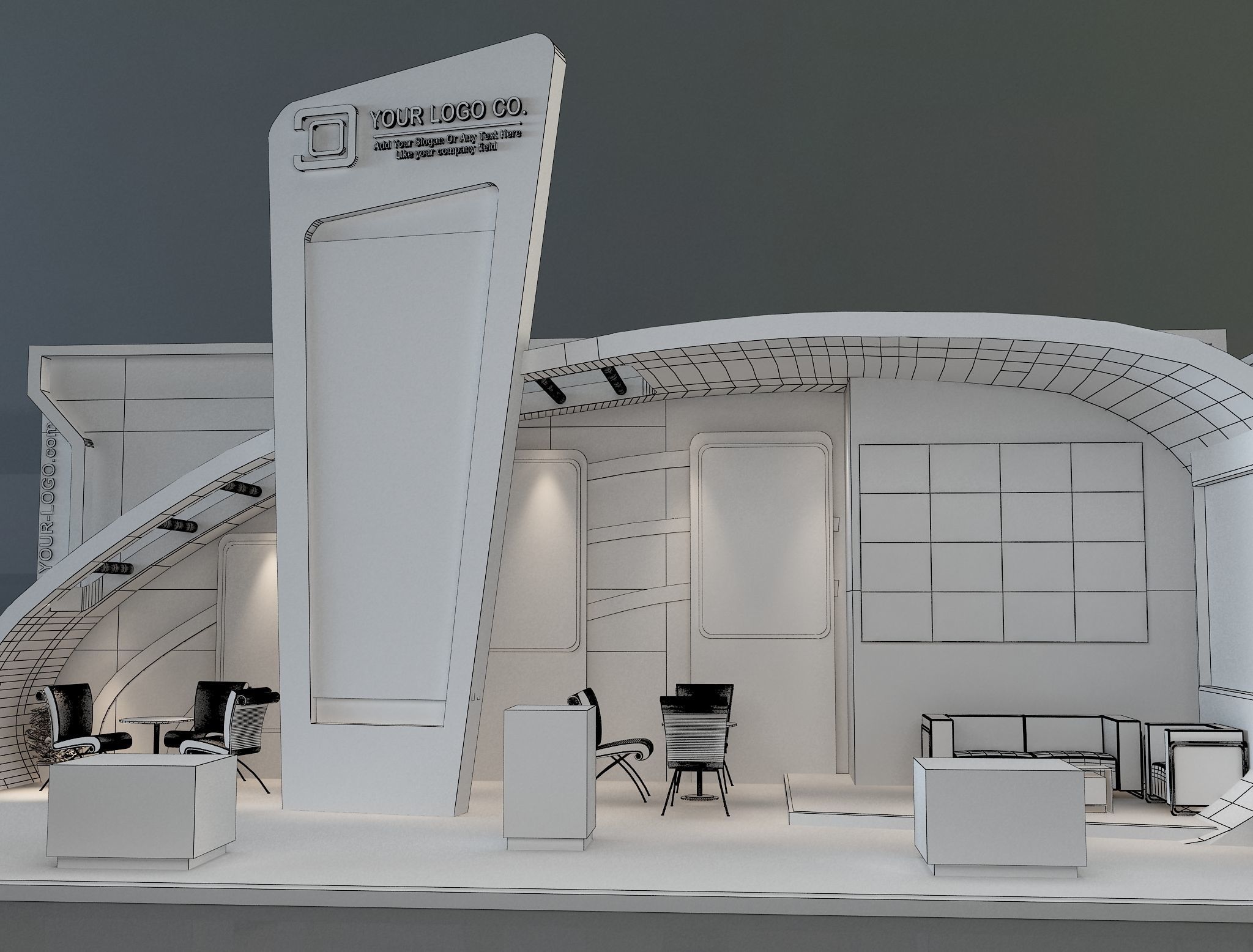 Booth Exhibition Stand a230b 3D model_19