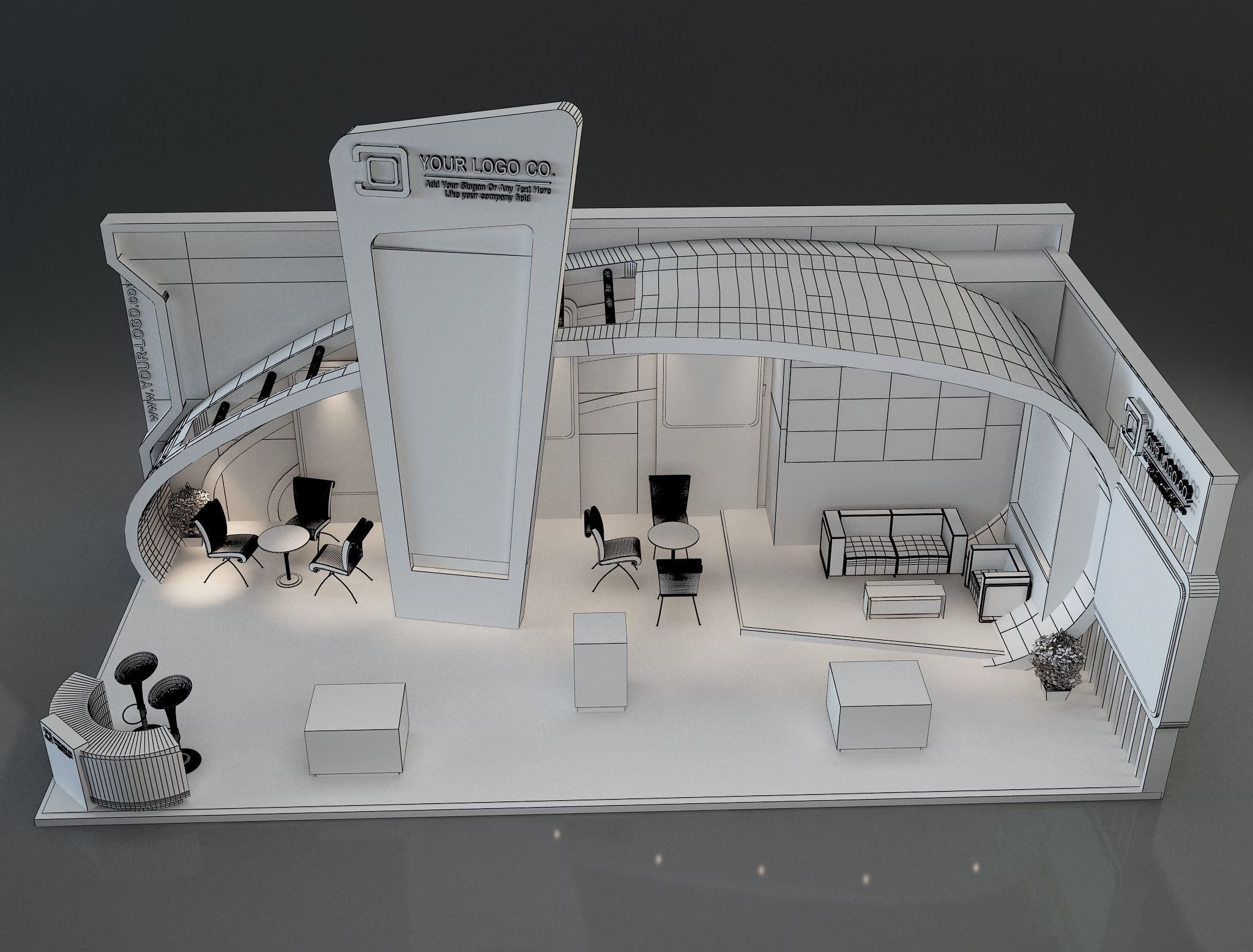 Booth Exhibition Stand a230b 3D model_11