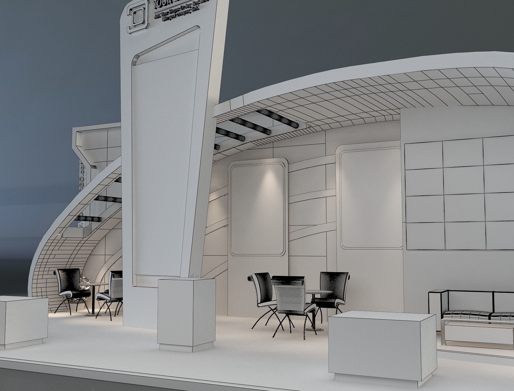 Booth Exhibition Stand a230b 3D model_3