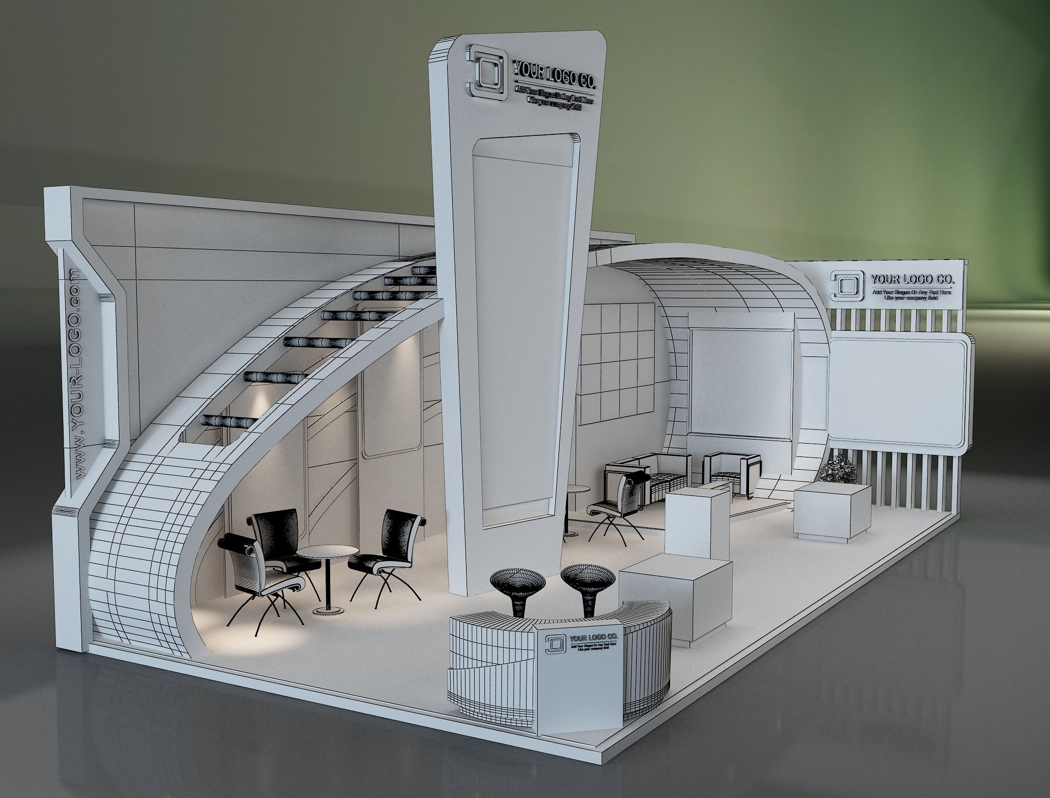 Booth Exhibition Stand a230b 3D model_1