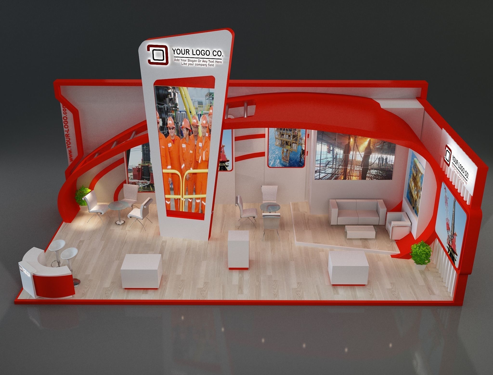 Booth Exhibition Stand a230b 3D model_4