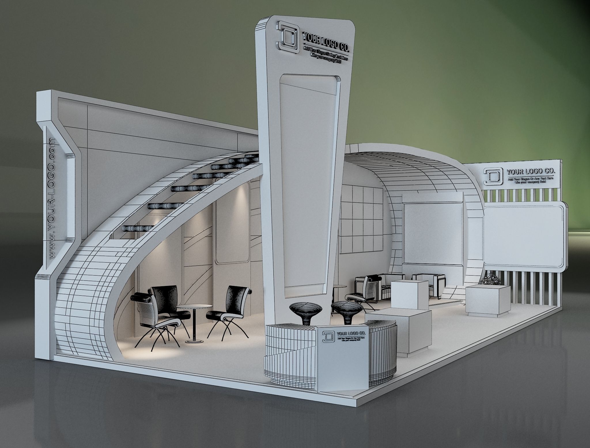 Booth Exhibition Stand a230b 3D model_9
