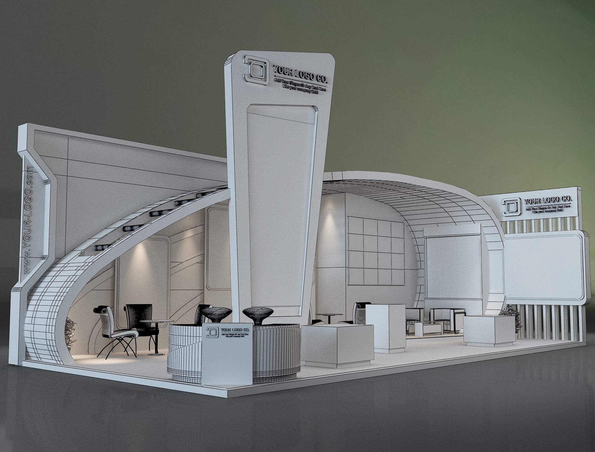 Booth Exhibition Stand a230b 3D model_17