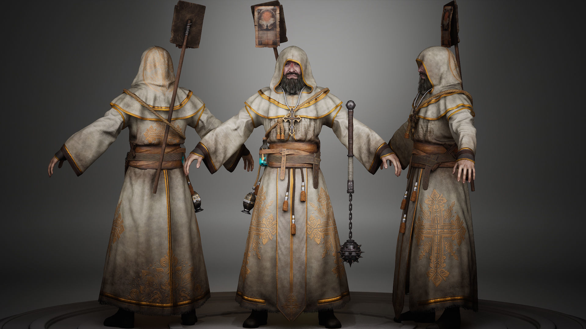 Priest Low-poly 3D model_4