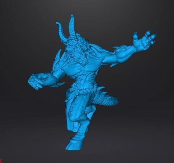 HORNED DEMON MINIATURE MODEL FOR FANTASY GAMES DND RPG 3D print model_6