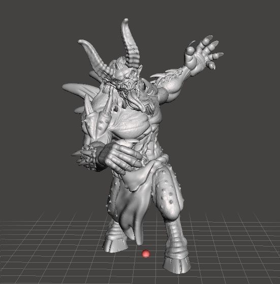 HORNED DEMON MINIATURE MODEL FOR FANTASY GAMES DND RPG 3D print model_1