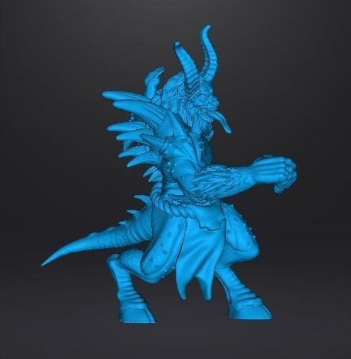 HORNED DEMON MINIATURE MODEL FOR FANTASY GAMES DND RPG 3D print model_9
