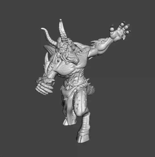 HORNED DEMON MINIATURE MODEL FOR FANTASY GAMES DND RPG 3D print model_0