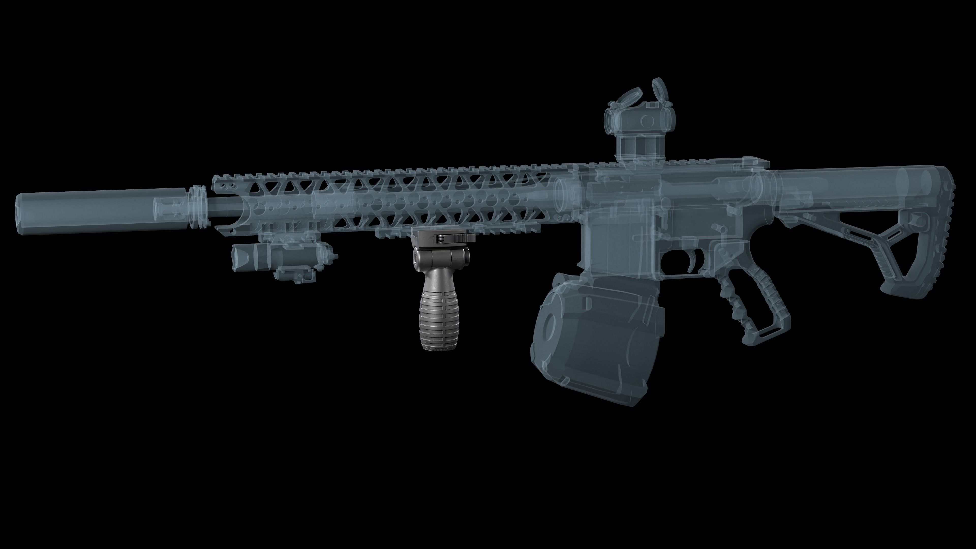 FAB DEFENSE T FS Tactical Horizontal Vertical Grip Low-poly 3D model_3