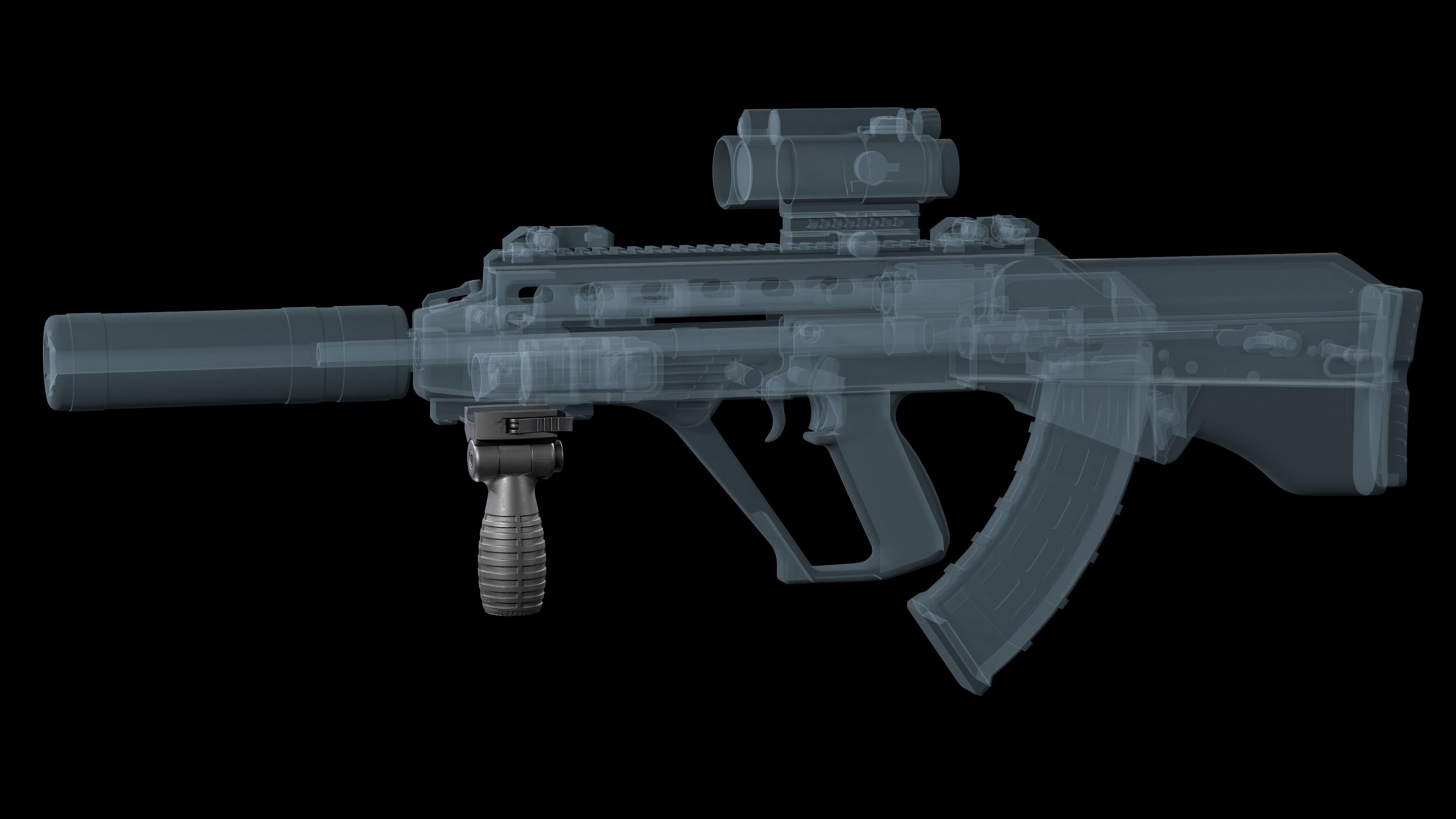 FAB DEFENSE T FS Tactical Horizontal Vertical Grip Low-poly 3D model_2