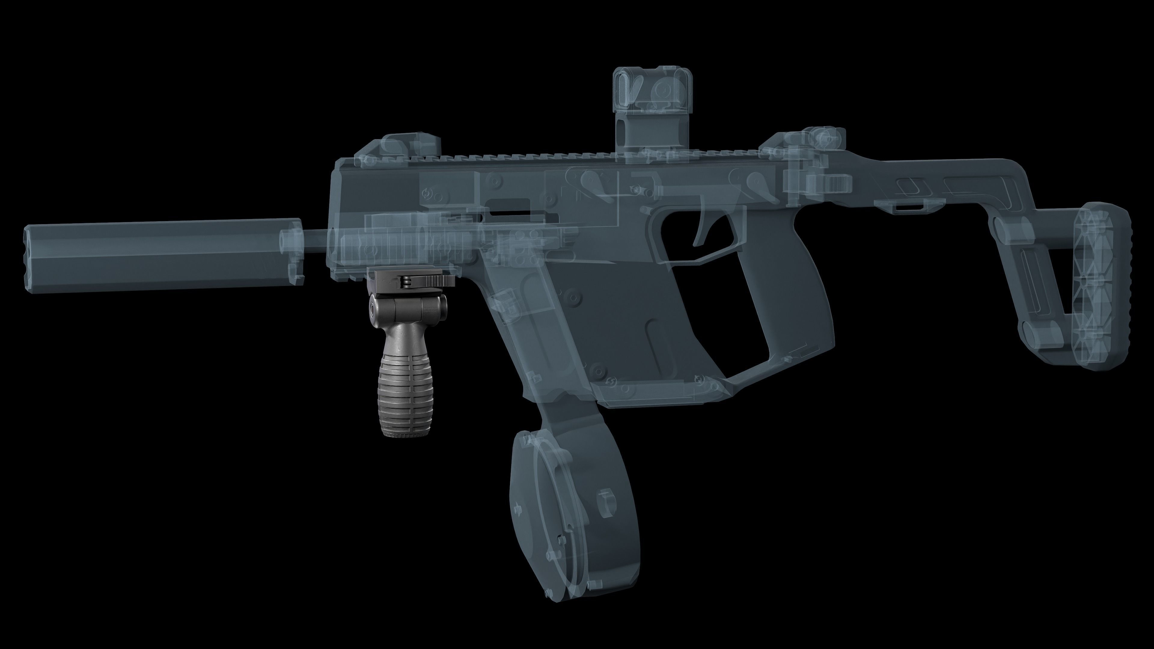 FAB DEFENSE T FS Tactical Horizontal Vertical Grip Low-poly 3D model_6