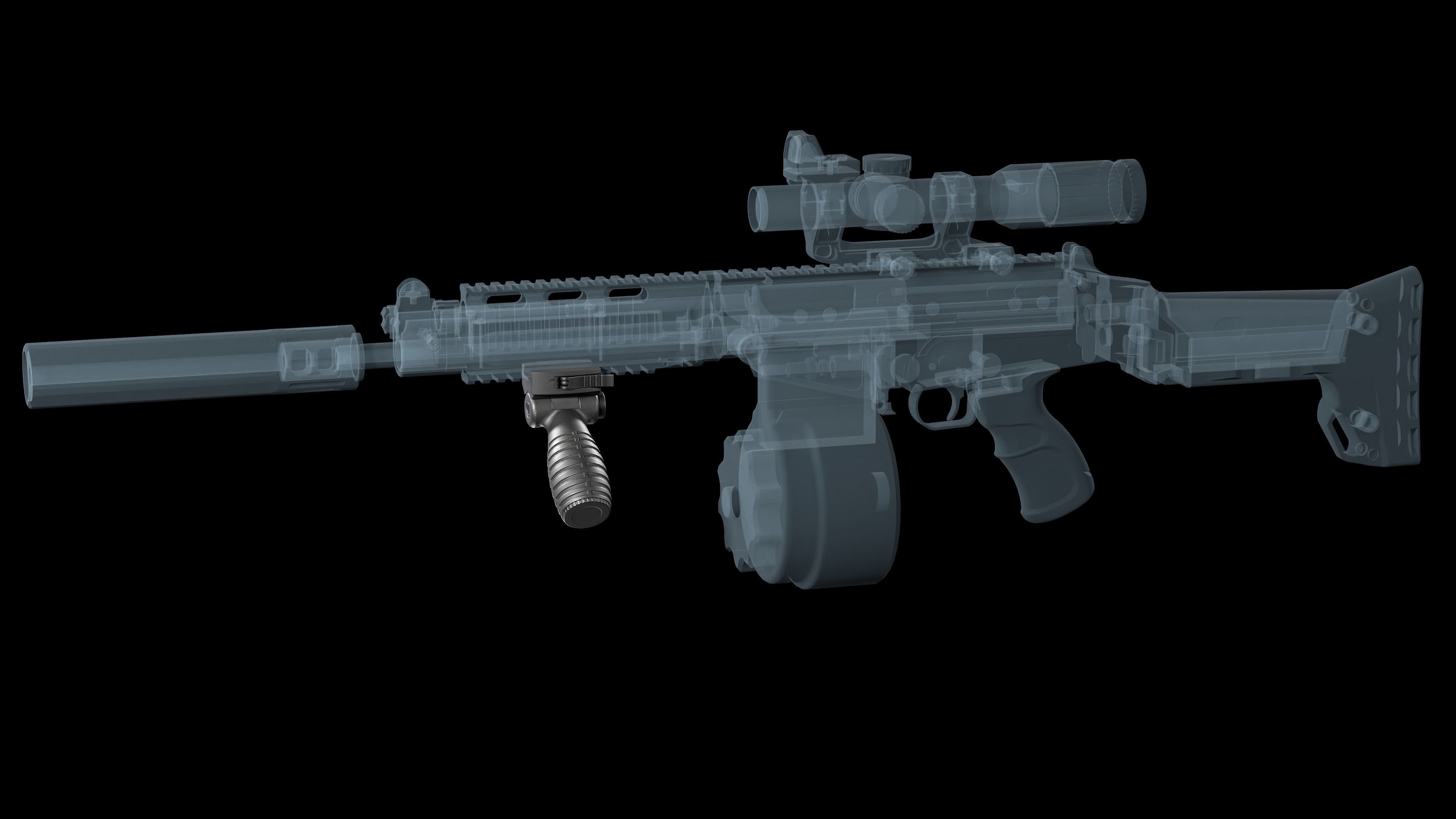 FAB DEFENSE T FS Tactical Horizontal Vertical Grip Low-poly 3D model_4